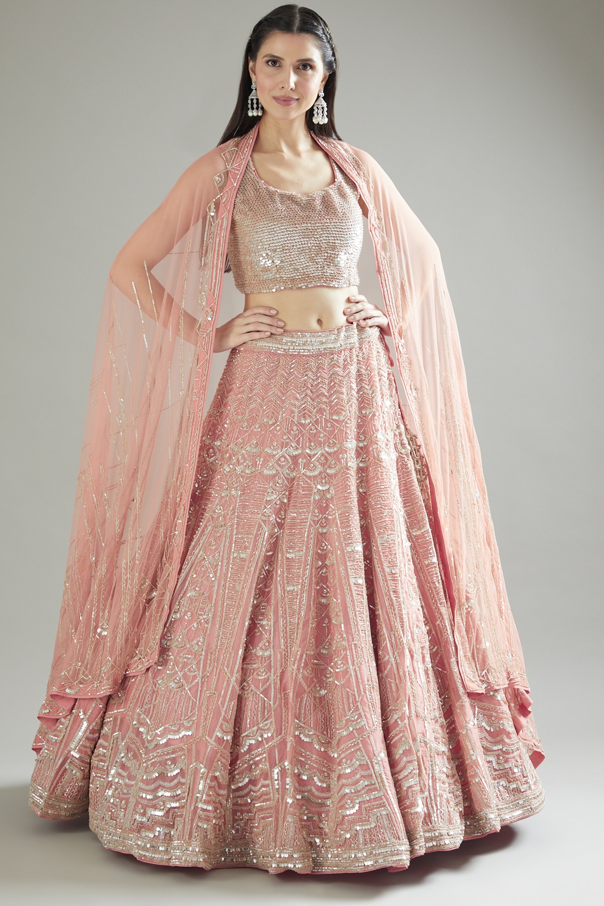 Baby Pink And Pale Silver Heavy Designer Bridal Wear Lehenga Choli –  Fashionfy