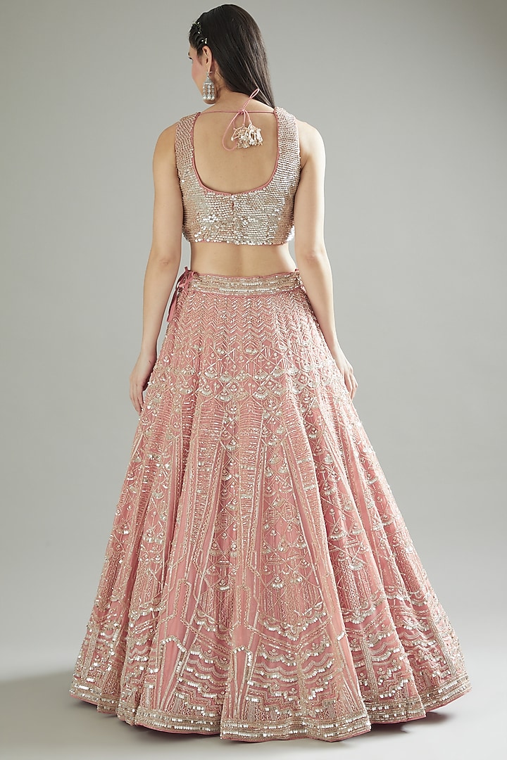 Light Pink Embroidered Bridal Lehenga Set by Varun Nidhika at Pernia's Pop Up Shop