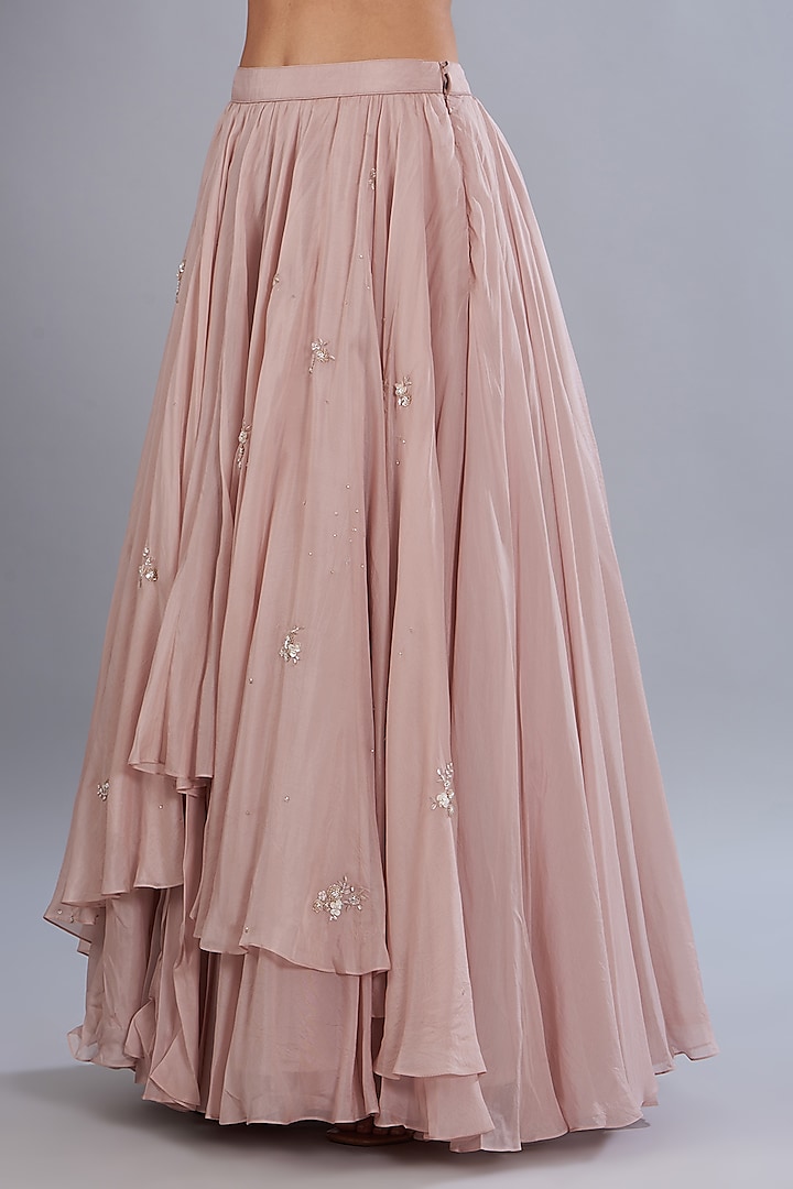 Soft Lilac Silk Organza & Bemberg Organza Flared Skirt Set by Varun Nidhika at Pernia's Pop Up Shop