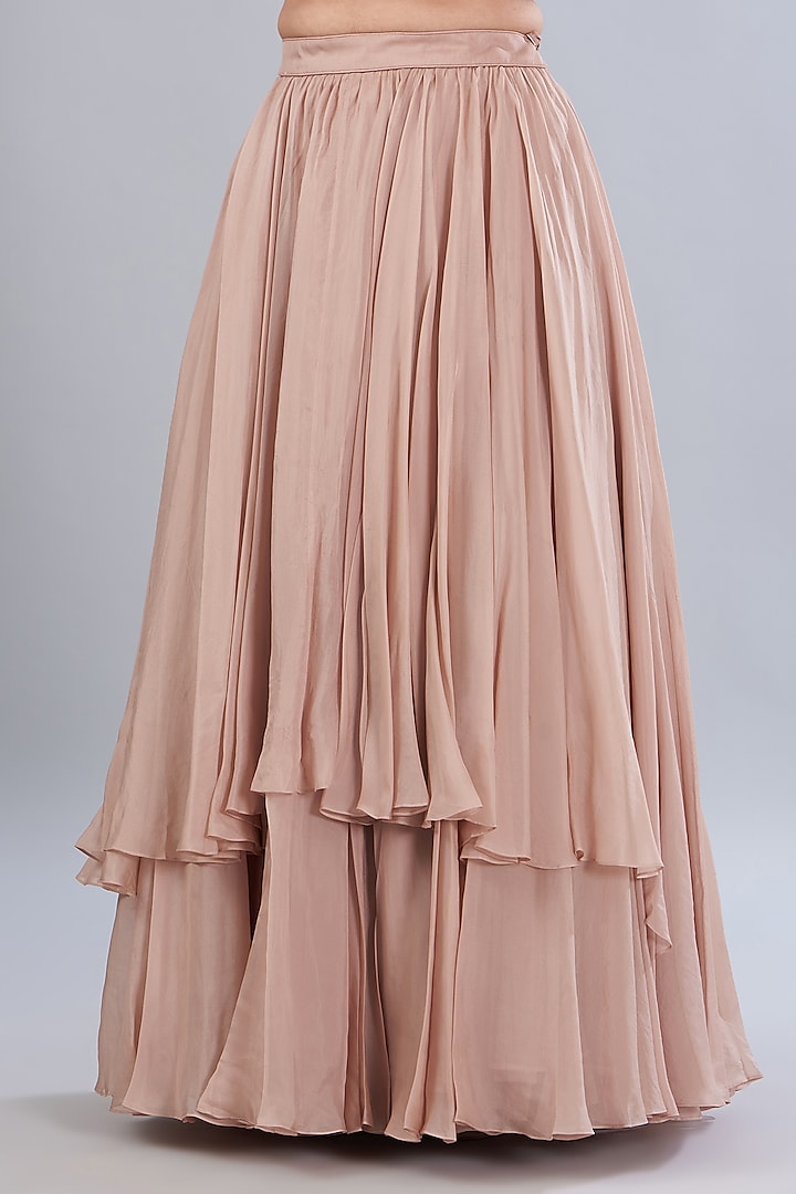 Peach Silk Organza Embellished Jacket Set by Varun Nidhika at Pernia's Pop Up Shop