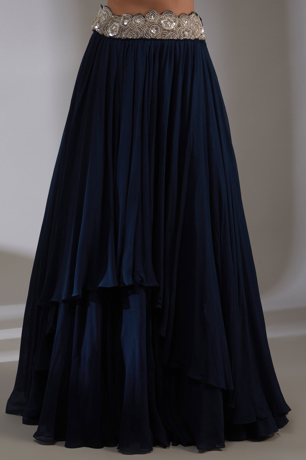 Blue Chiffon Top and Skirt Set