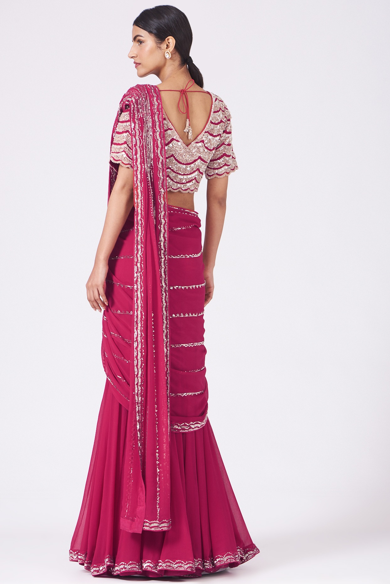 Attractive Party Wear Pink Designer Lehenga Saree With Print – Kaleendi