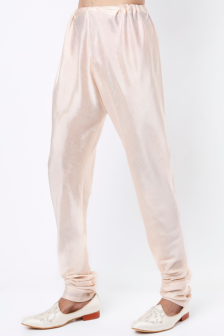 Blush Peach Dupion Silk Hand Embroidered Groom Sherwani Set by Vanshik at Pernia's Pop Up Shop