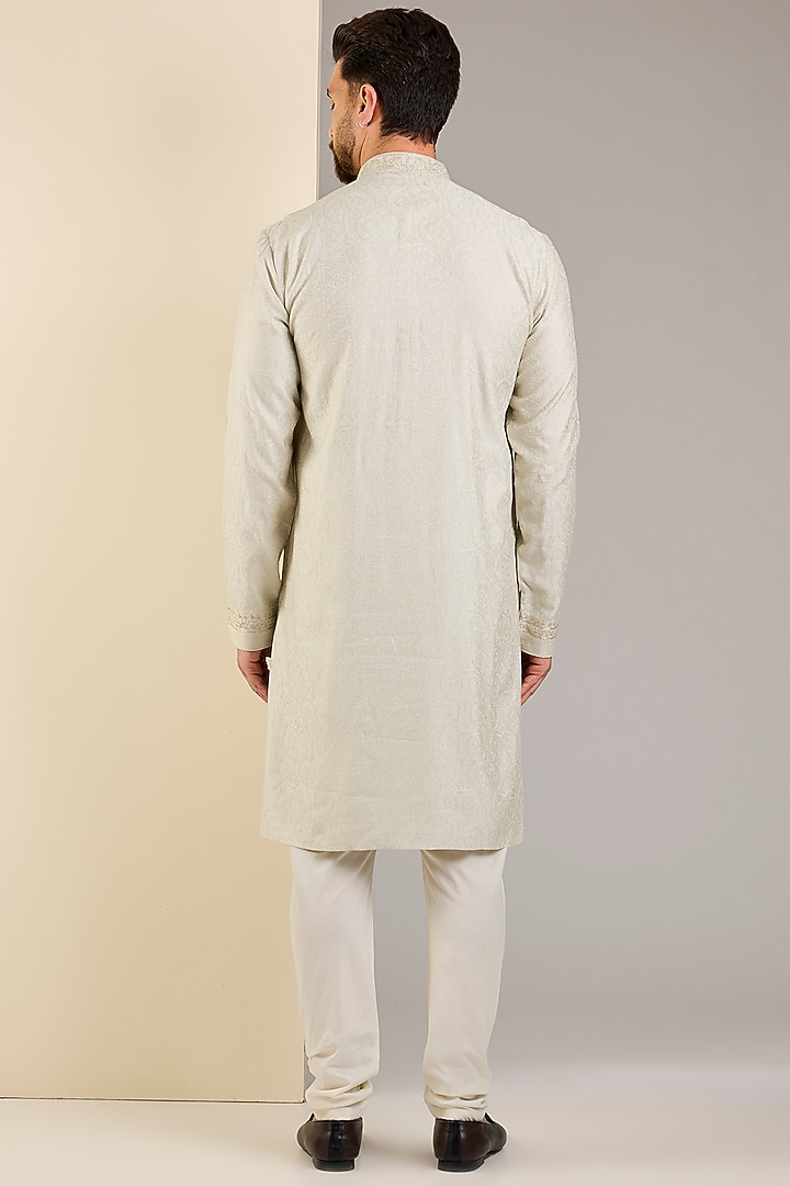 Mint Soft Silk Embroidered Kurta Set by Vanshik at Pernia's Pop Up Shop
