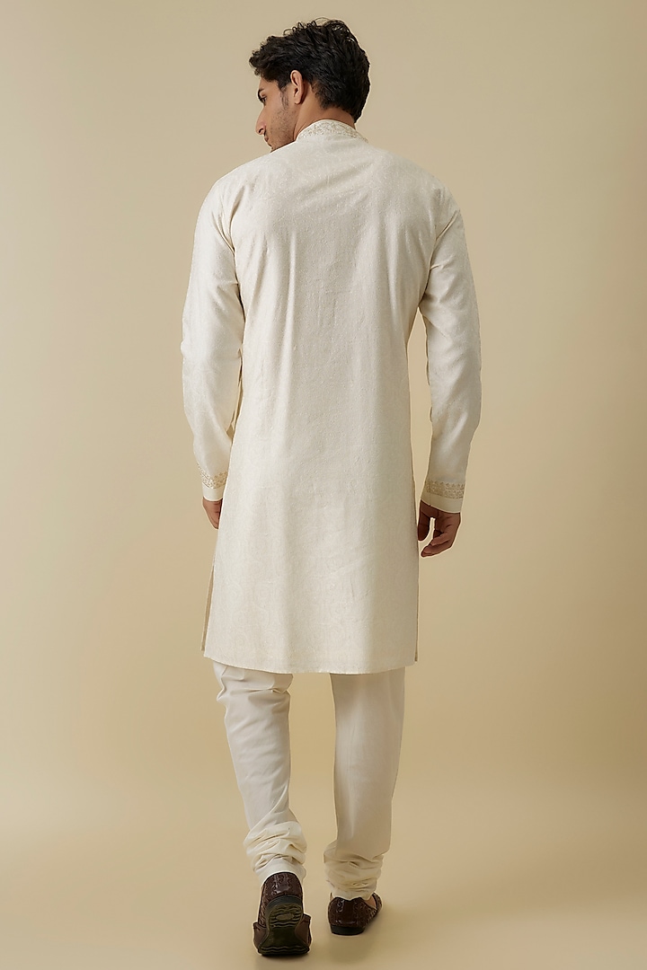 Pearl Soft Silk Embroidered Kurta Set by Vanshik at Pernia's Pop Up Shop