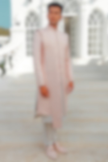 Pink Embroidered Groom Sherwani Set by Vanshik at Pernia's Pop Up Shop