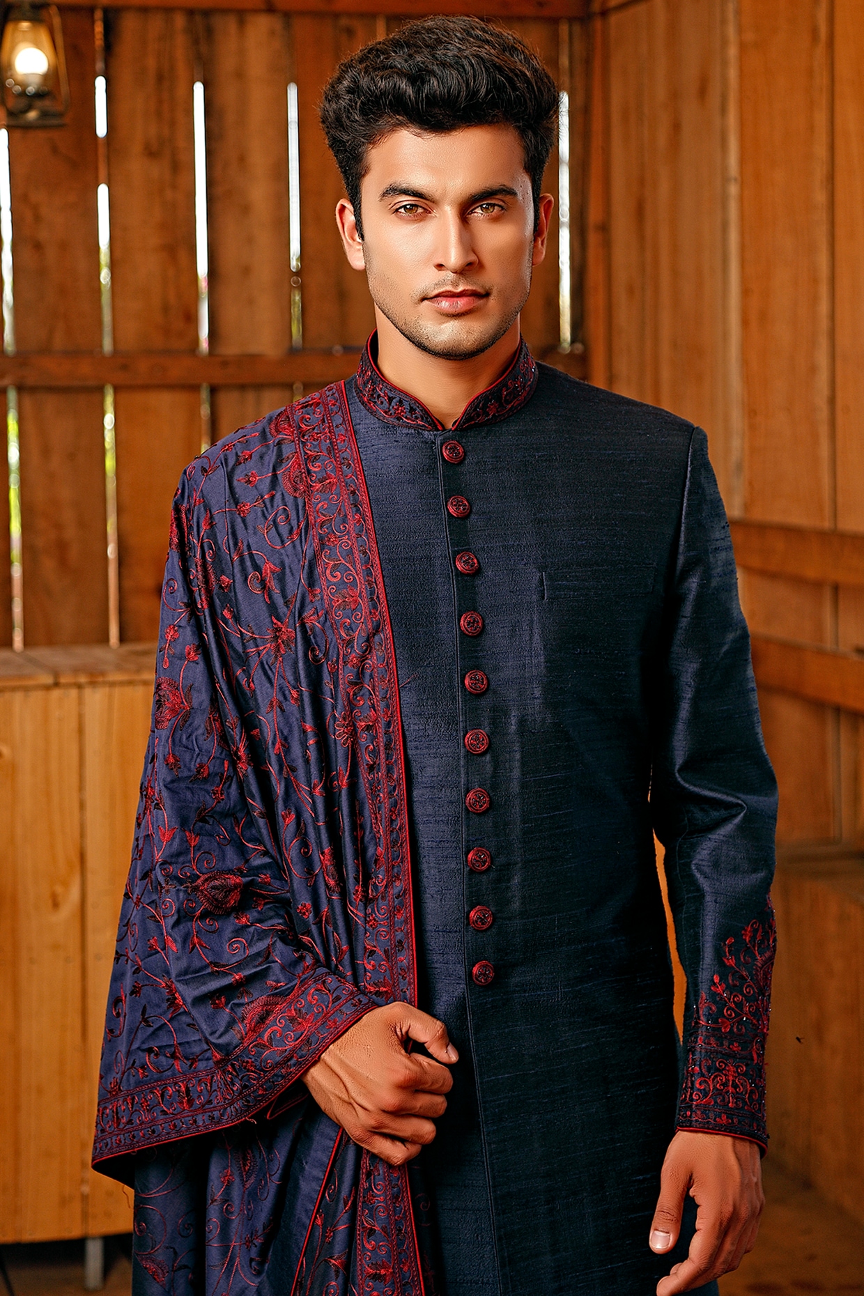 Popular Black Wedding Short Dress Kashmiri Silk online shopping