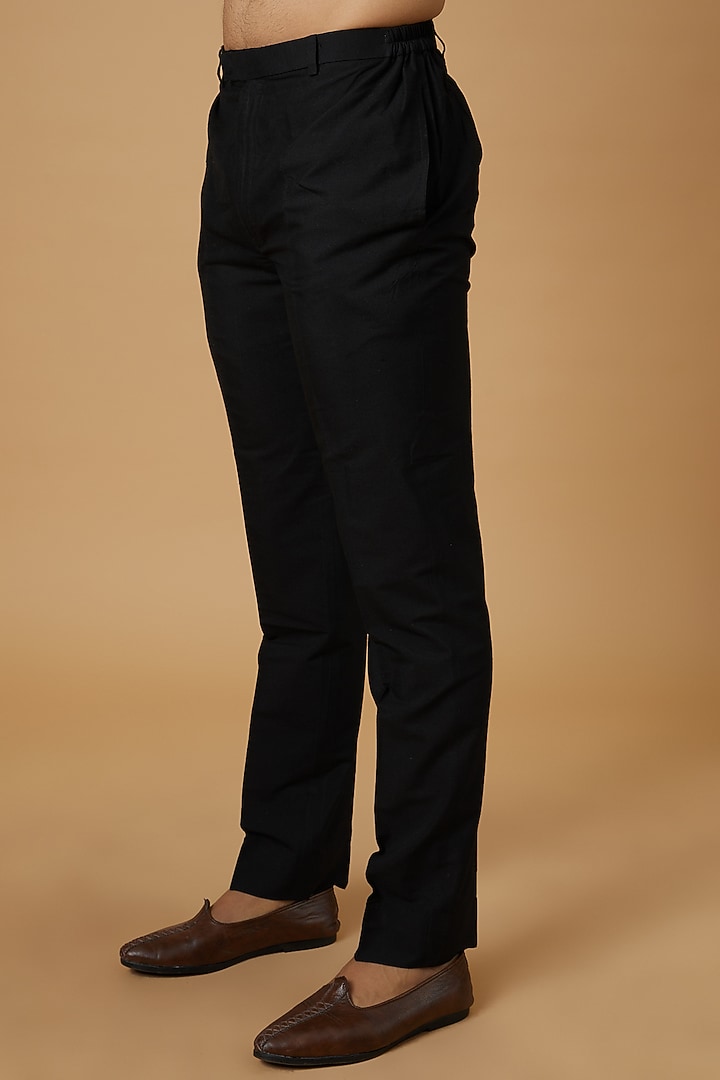Black Dupion Silk Embroidered Wedding Sherwani Set by Vanshik at Pernia's Pop Up Shop