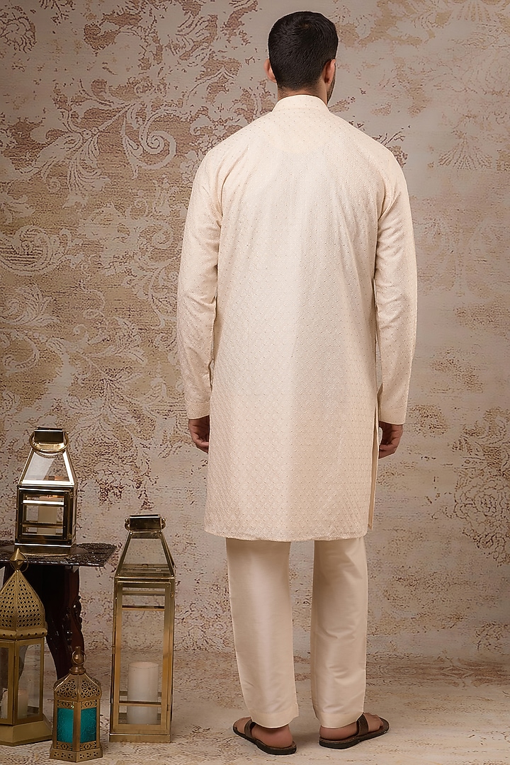 Blush Pink Blended Silk Kurta Set by Vanshik at Pernia's Pop Up Shop