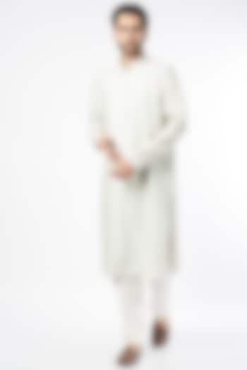 Silver Silk Kurta Set by Vanshik at Pernia's Pop Up Shop