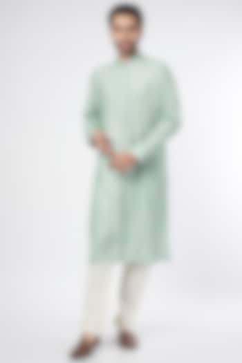 Mint Embroidered Kurta Set by Vanshik at Pernia's Pop Up Shop