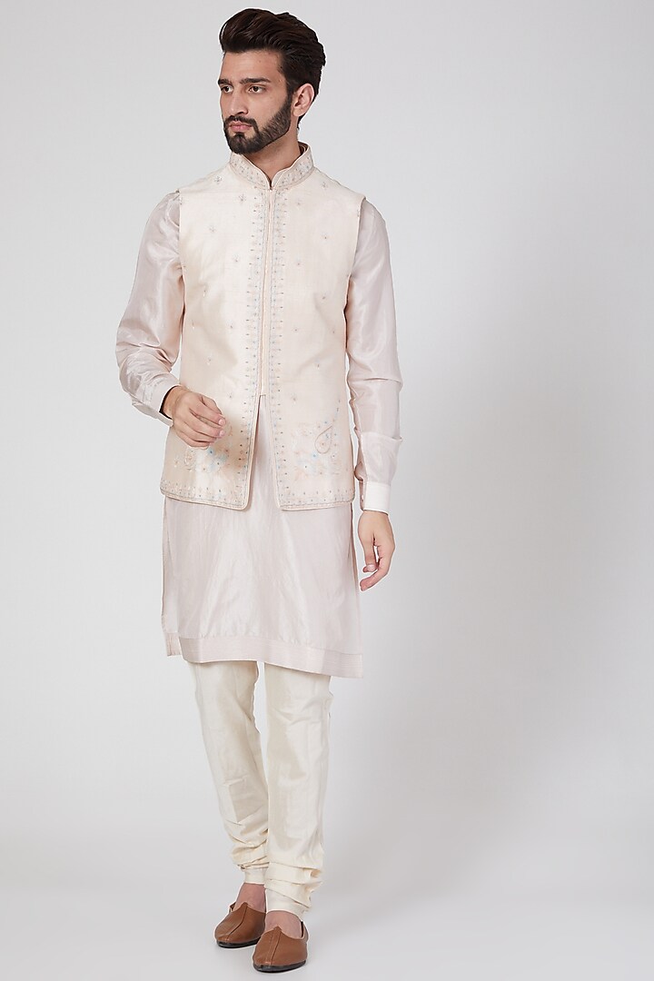 Blush Pink Nehru Jacket Set by Vanshik