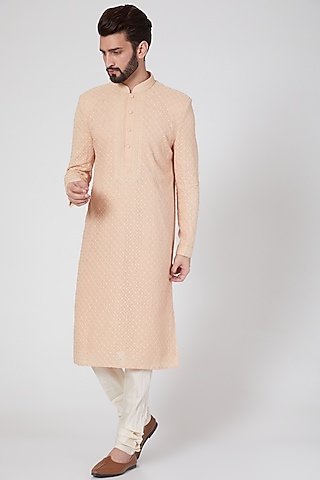 Blush Pink Embroidered Kurta Set by Vanshik
