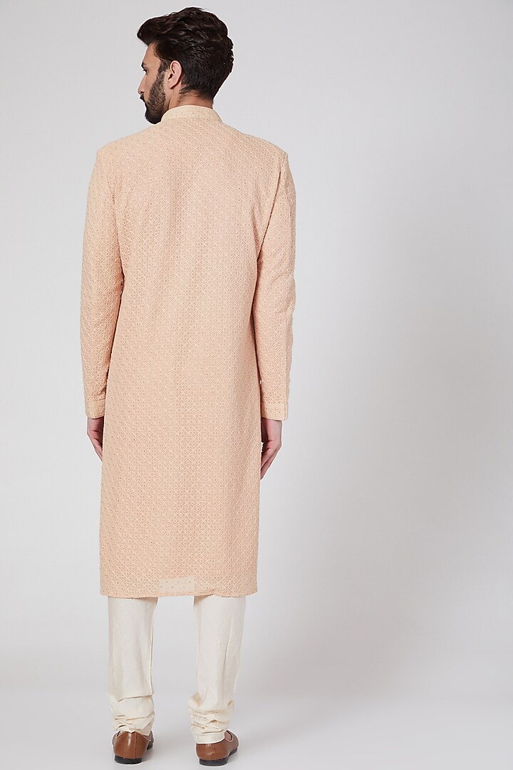 Blush Pink Embroidered Kurta Set by Vanshik at Pernia's Pop Up Shop