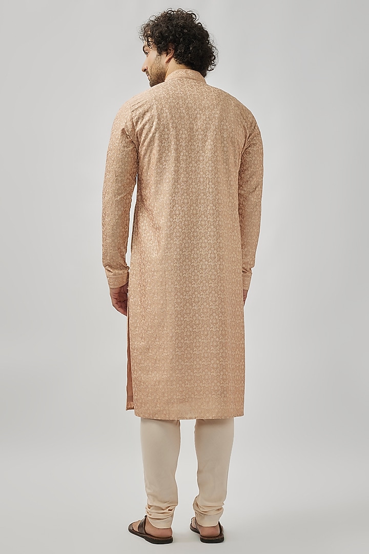 Dark Rose Soft Silk Digital Embroidered Kurta Set by Vanshik at Pernia's Pop Up Shop