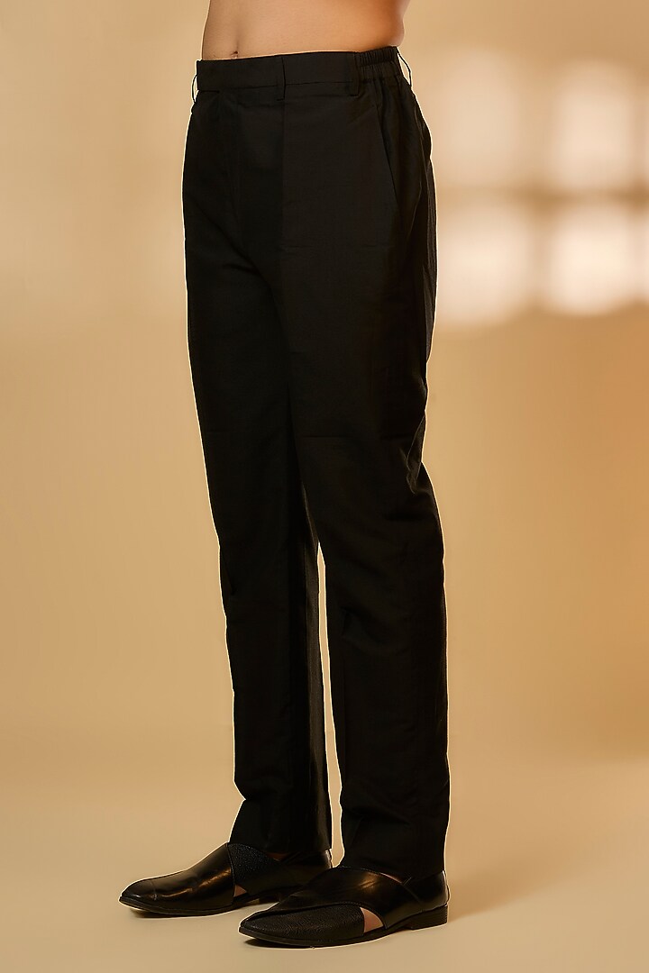 Black Silk Self Embroidered Bundi Set by Vanshik at Pernia's Pop Up Shop