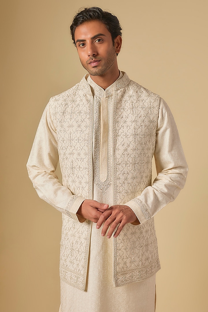 Pearl Soft Silk Bundi Jacket Set by Vanshik at Pernia's Pop Up Shop
