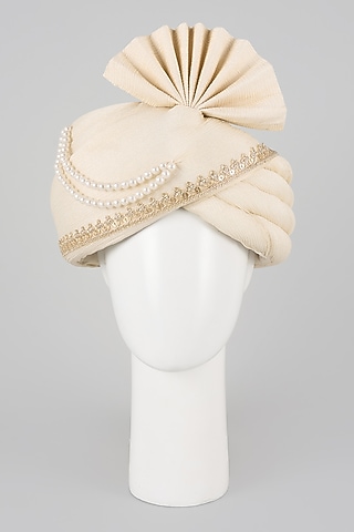 Pearl White Silk Safa by Vanshik