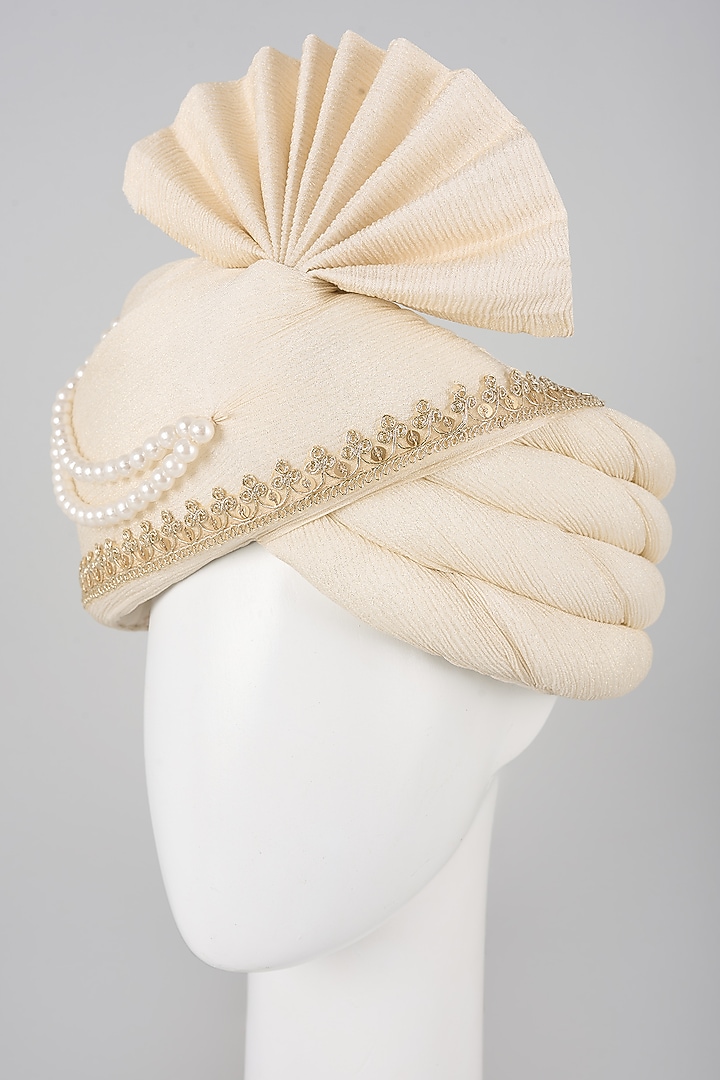 Pearl White Silk Safa by Vanshik at Pernia's Pop Up Shop