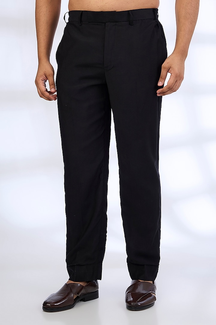 Black Silk Groom Sherwani Set by Vanshik at Pernia's Pop Up Shop