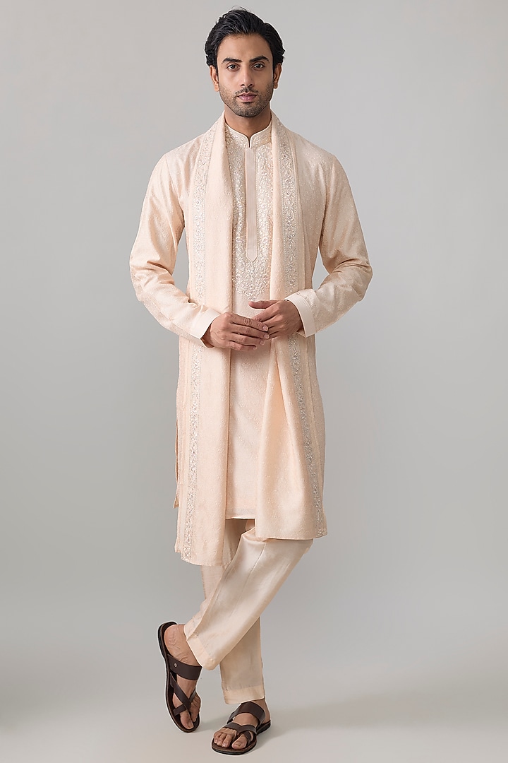 Blush Silk Sherwani Set by Vanshik at Pernia's Pop Up Shop
