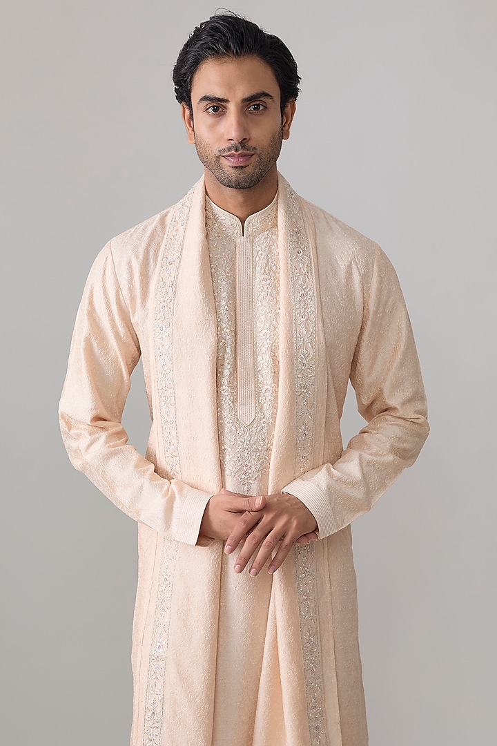 Blush Silk Sherwani Set by Vanshik at Pernia's Pop Up Shop