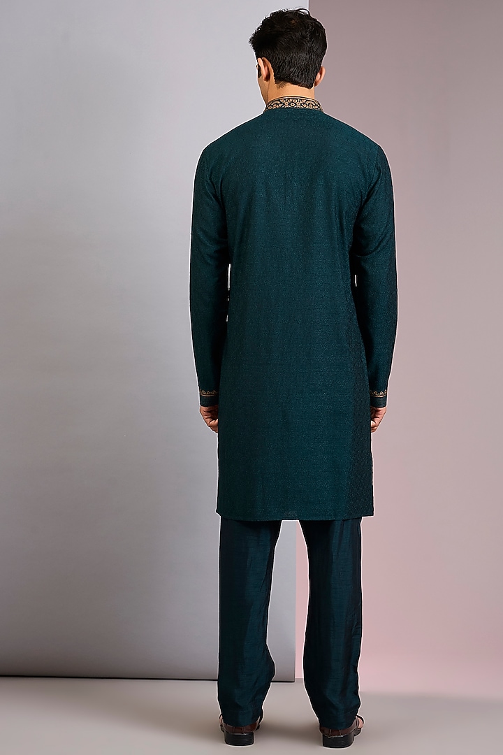 Jade Green Chanderi Silk Gota Embroidered Kurta Set by Vanshik at Pernia's Pop Up Shop
