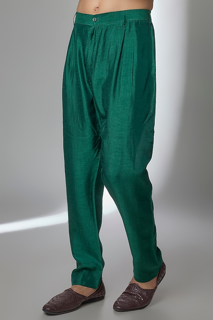 Jade Silk Kurta Set by Vanshik at Pernia's Pop Up Shop
