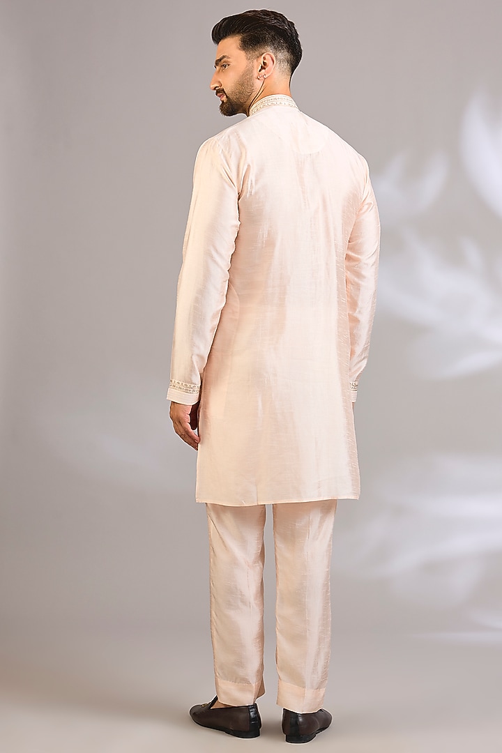 Blush Silk Bundi Jacket Set by Vanshik at Pernia's Pop Up Shop