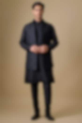 Black Silk Indo-Western Set by Vanshik