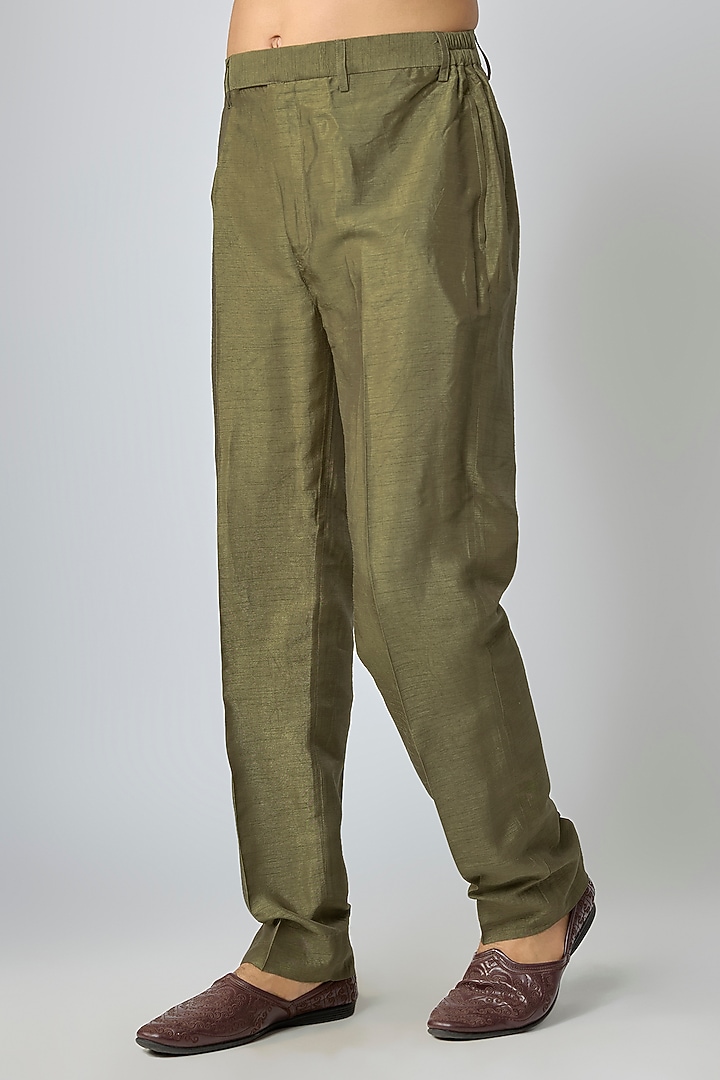 Olive Silk Wedding Indowestern Set by Vanshik at Pernia's Pop Up Shop