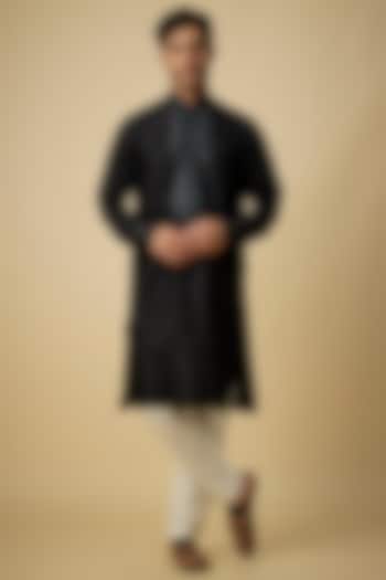 Black Silk Kurta Set by Vanshik