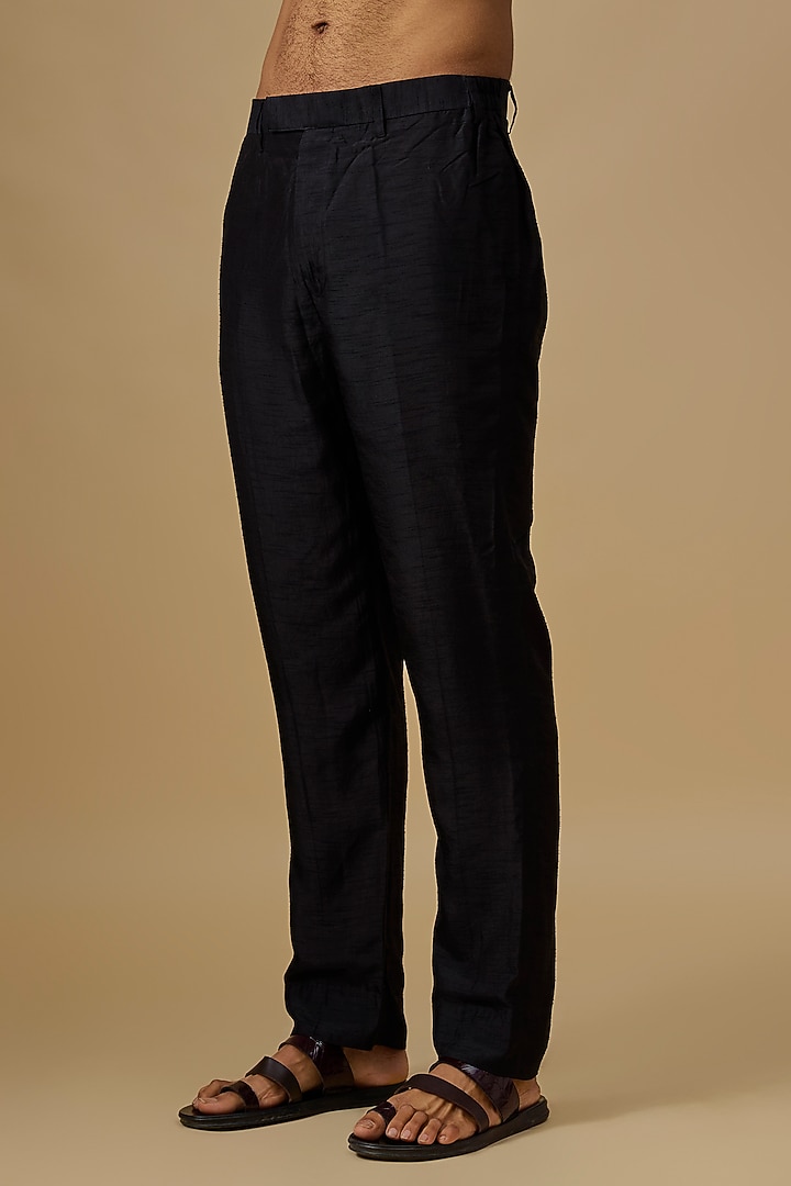 Black Silk Kurta Set by Vanshik at Pernia's Pop Up Shop