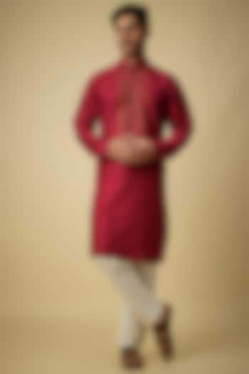 Ruby Silk Kurta Set by Vanshik