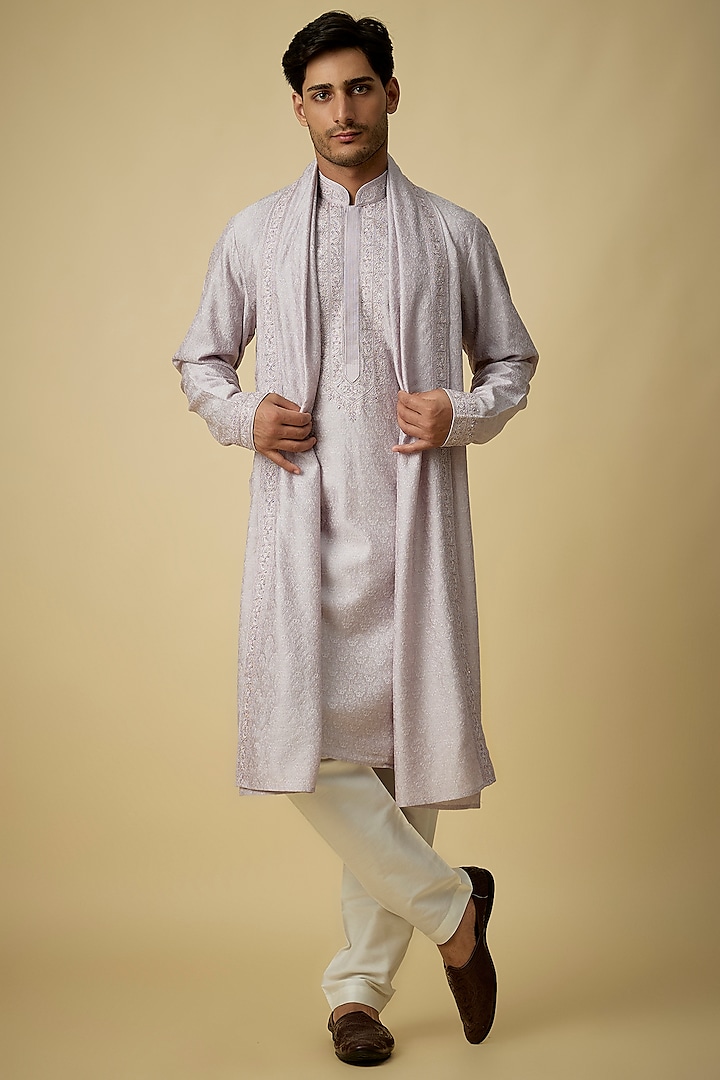 Lilac Silk Kurta Set by Vanshik