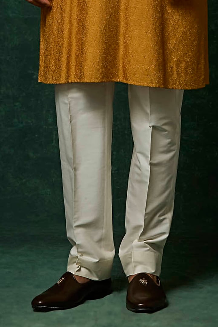Mustard Silk Mirror Work Kurta Set by Vanshik at Pernia's Pop Up Shop
