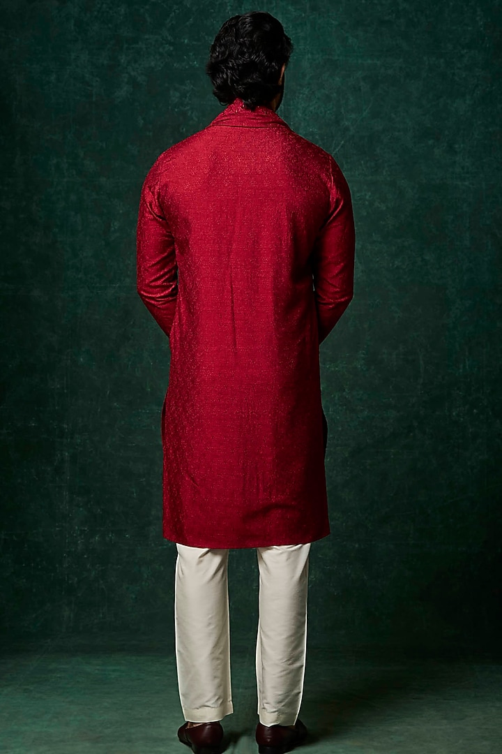 Ruby Silk Mirror Work Kurta Set by Vanshik at Pernia's Pop Up Shop
