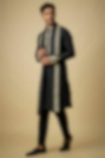 Black Silk Kurta Set by Vanshik