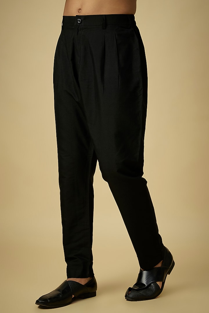 Black Silk Kurta Set by Vanshik at Pernia's Pop Up Shop
