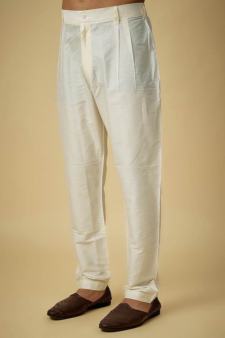 Cream Silk Kurta Set by Vanshik at Pernia's Pop Up Shop