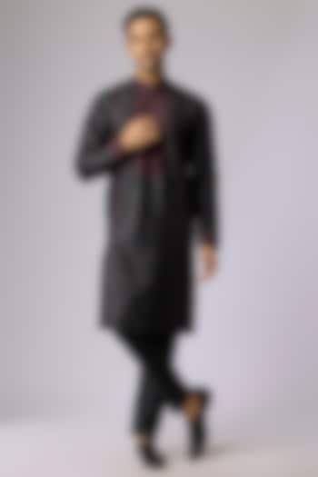 Black Silk Kurta Set by Vanshik
