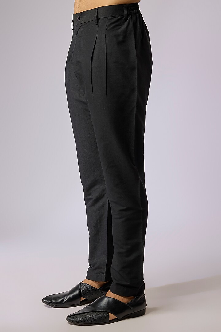 Black Silk Kurta Set by Vanshik at Pernia's Pop Up Shop