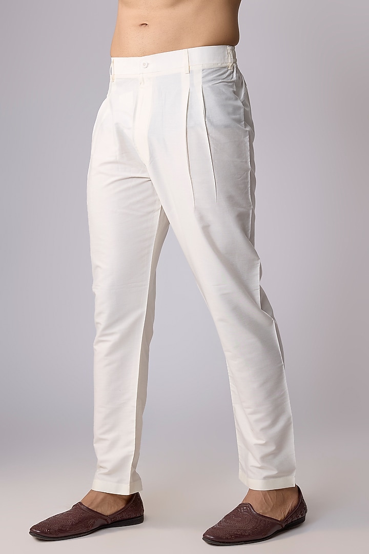 Pearl White Silk Kurta Set by Vanshik at Pernia's Pop Up Shop
