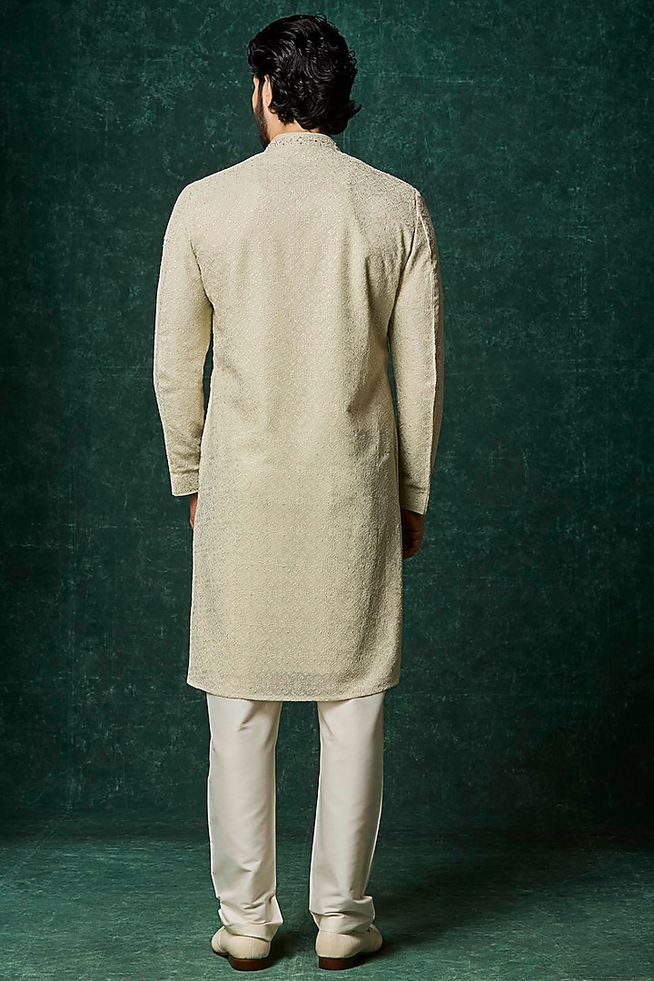Mint Georgette Pearl Embroidered Kurta Set by Vanshik at Pernia's Pop Up Shop
