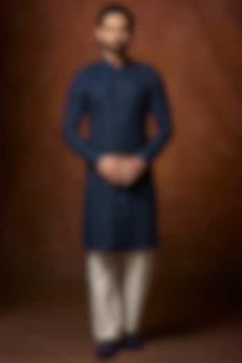 Teal Georgette Pearl Embroidered Kurta Set by Vanshik at Pernia's Pop Up Shop