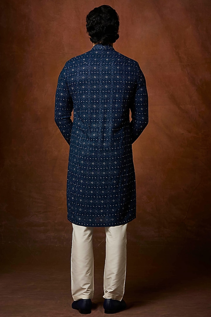 Teal Georgette Pearl Embroidered Kurta Set by Vanshik at Pernia's Pop Up Shop