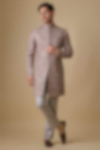 Grey Silk Sherwani Set by Vanshik