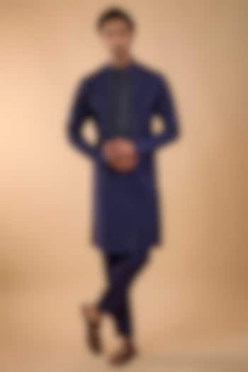 Blue Silk Kurta Set by Vanshik at Pernia's Pop Up Shop