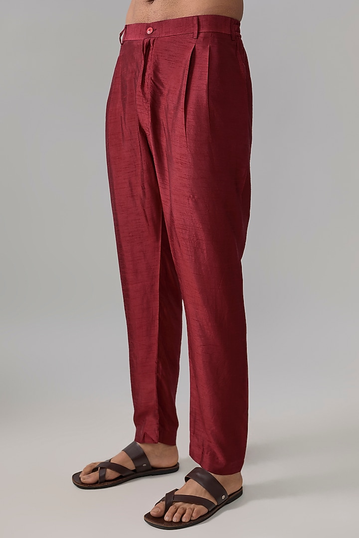 Maroon Silk Kurta Set by Vanshik at Pernia's Pop Up Shop