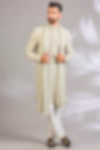 Mint Silk Kurta Set by Vanshik at Pernia's Pop Up Shop